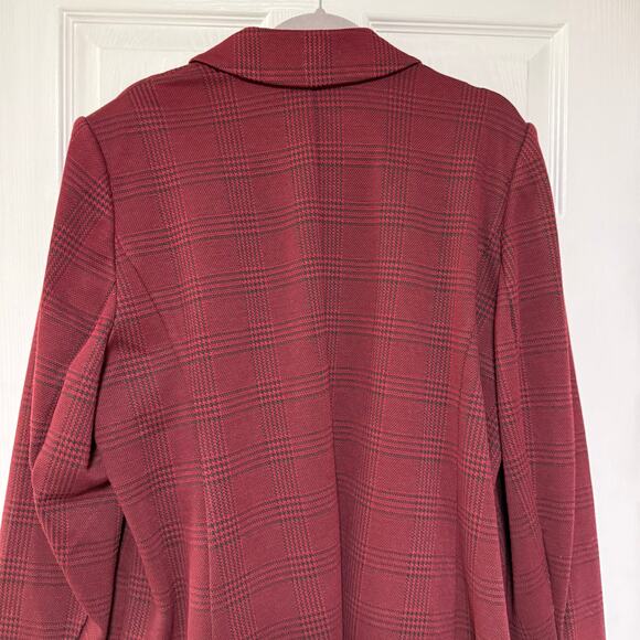 Lane Bryant New Women's Burgundy Plaid Single Button Blazer Jacket Size 20 - Picture 14 of 15